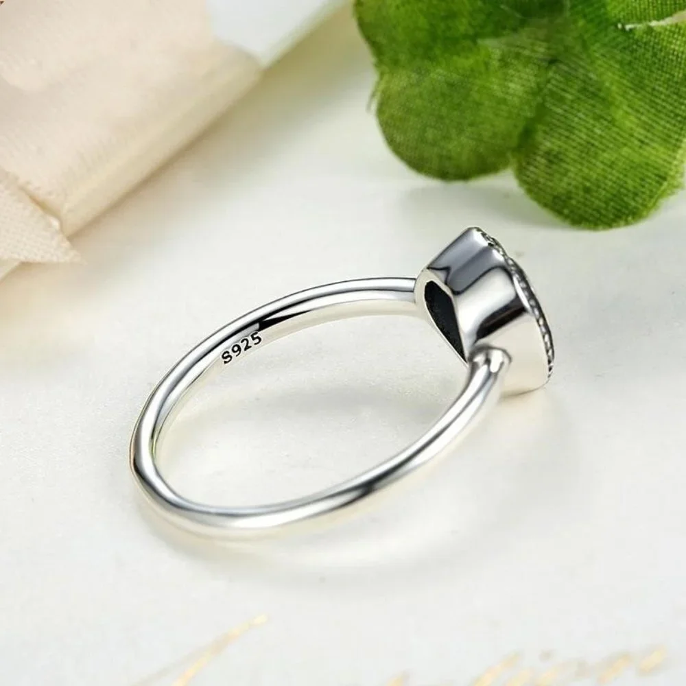 925 Silver Sparkling Love Heart Cut CZ Ring for Women, FB16FA1165